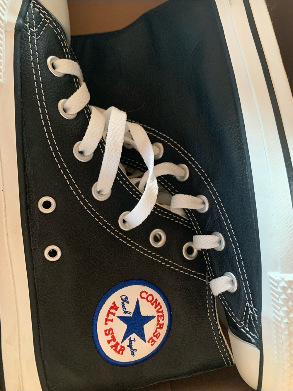 Converse' All Star black leather High Top Sneakers - Black/White size 6 menโs